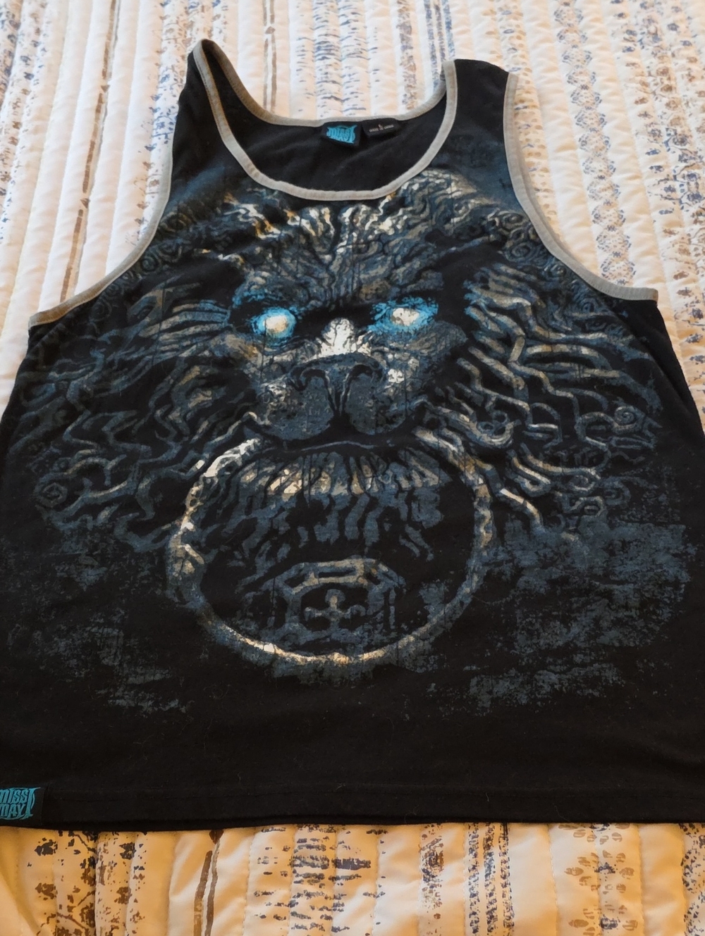 Men’s Black Graphic Tank Top with Blue Accents